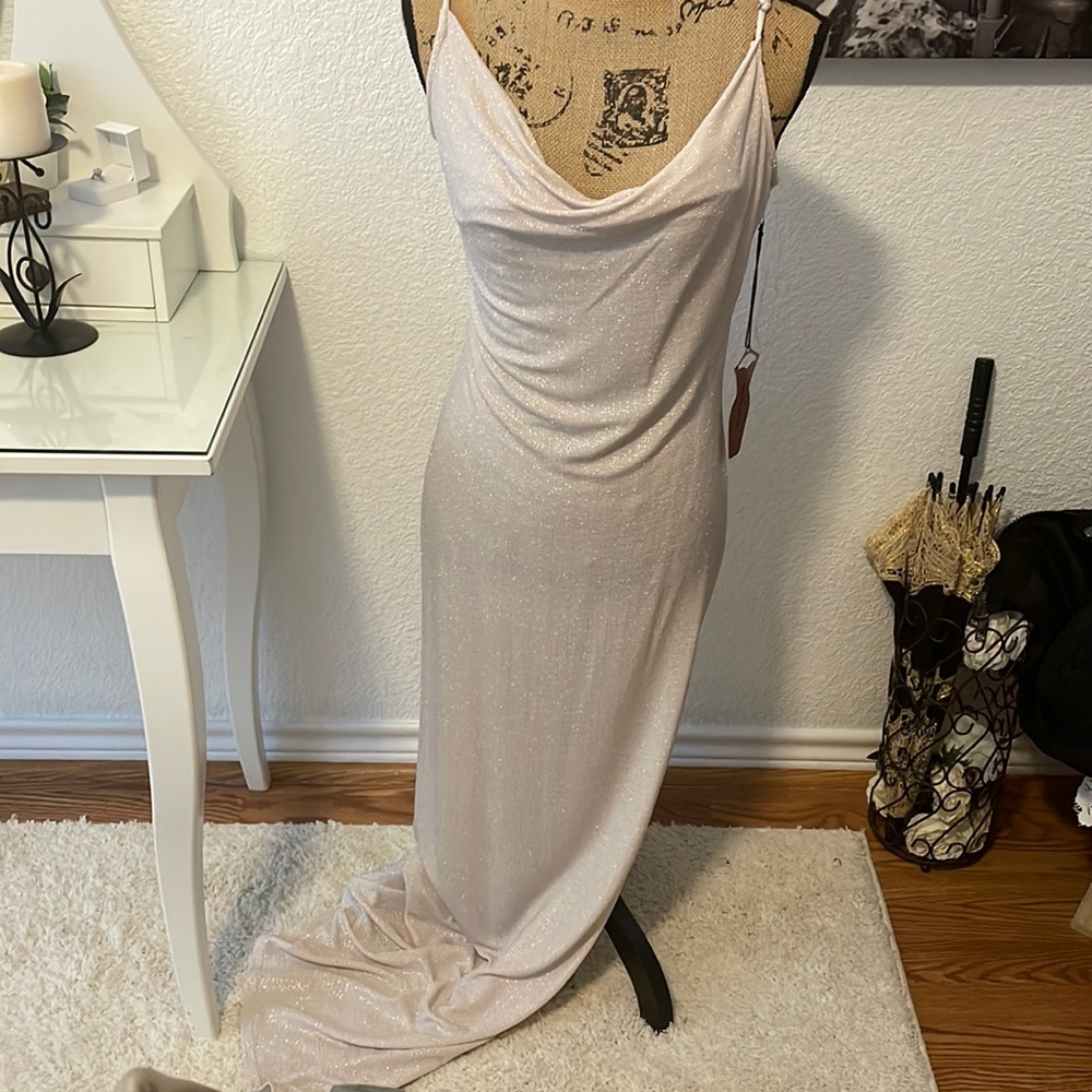 Sparkle Pink Champagne Evening Gown
